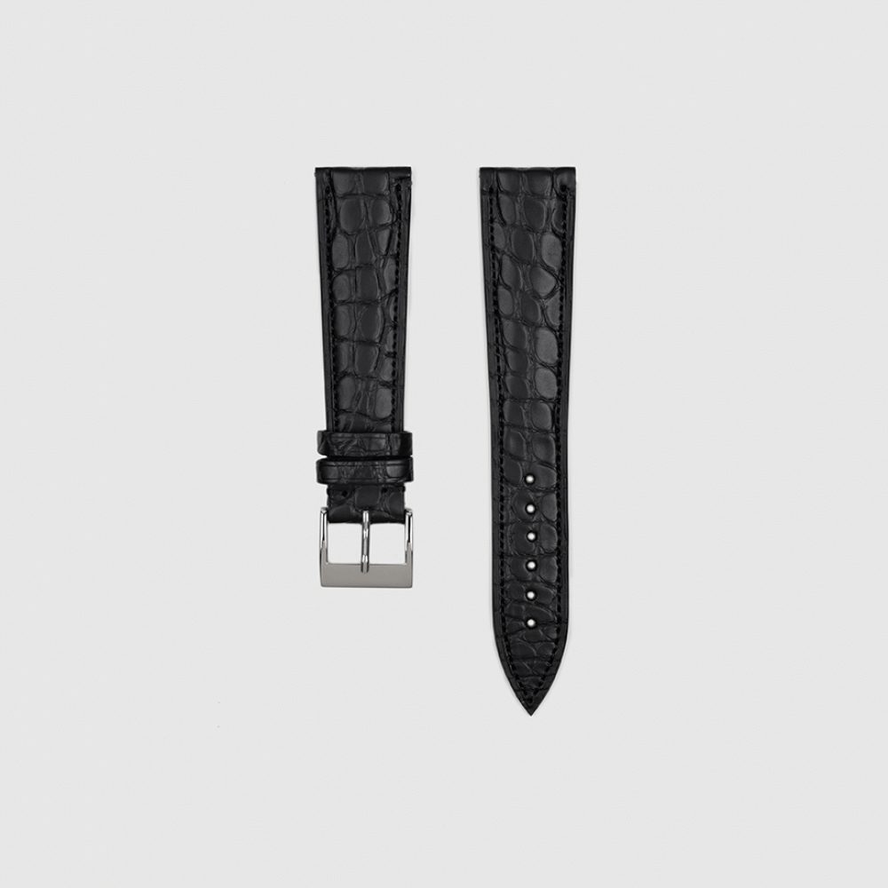 20mm (Black) Leather Watch Strap Rally Style