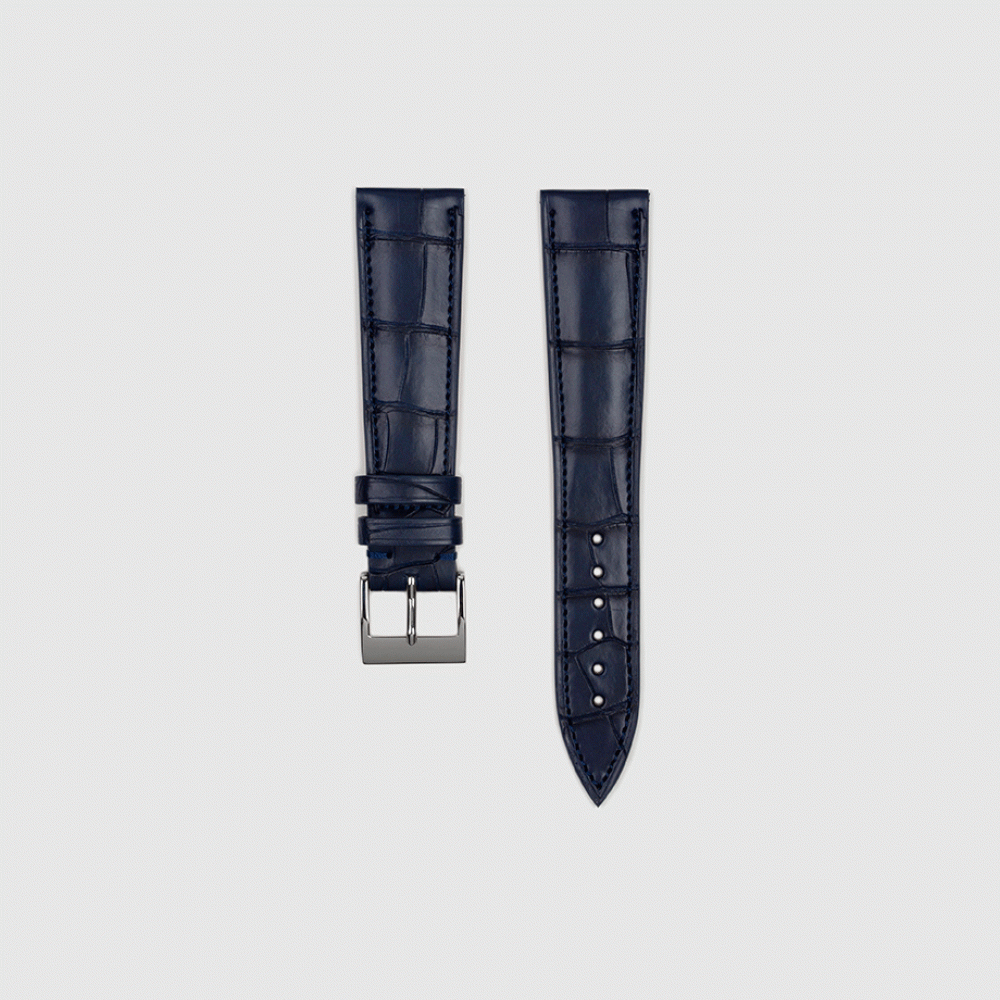 20mm Black 'Grand Prix CS' Style Leather Watch Strap