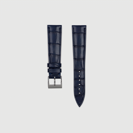 20mm Black 'Grand Prix CS' Style Leather Watch Strap